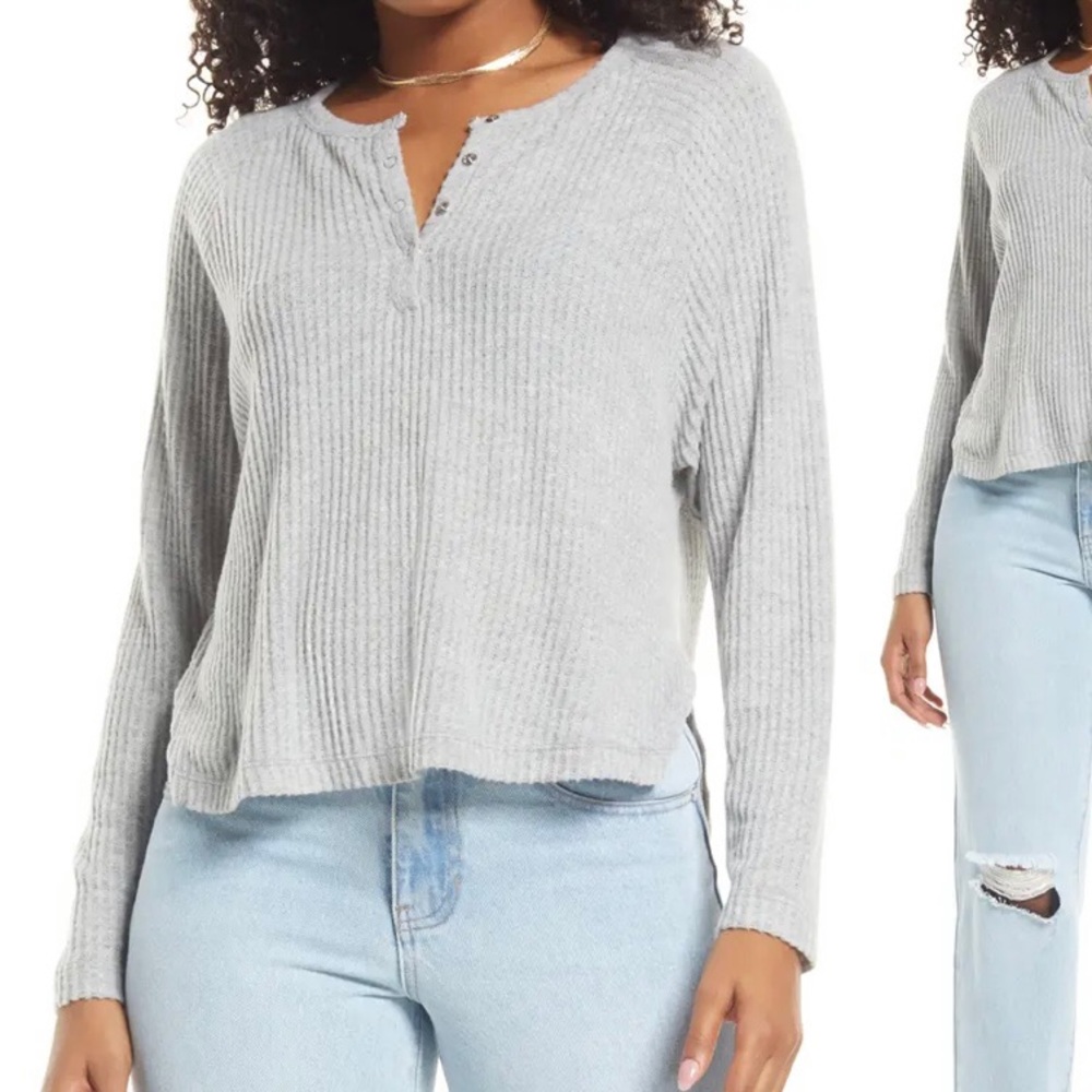 Women's Oversize Snap Front Henley Top